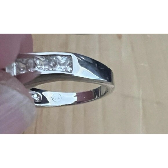 Pink and Clear Cubic Zirconia Silver Tone Solitaire Ring Sz 6 Marked GR - Picture 7 of 10